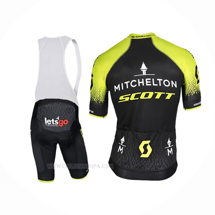 2018 Ropa Ciclismo Mitchelton Scott Negro Mangas Corta y Culotte Corto
